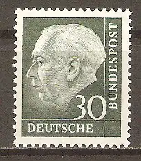 Briefmarke BRD Mi.Nr. 259 y ** 30 Pf. Bundespräsident Theodor Heuss 1956/1960 #