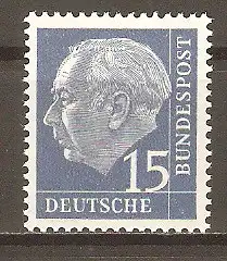 Briefmarke BRD Mi.Nr. 184 y ** 15 Pf. Bundespräsident Theodor Heuss 1954/1960 #