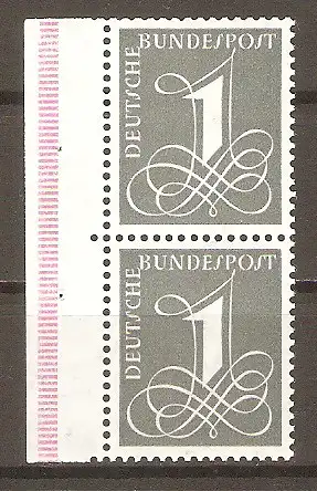 Briefmarke BRD Mi.Nr. 285 ** Senkrechtes Paar - Seitenrand links/ Ziffernzeichnung #