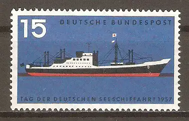 Briefmarke BRD Mi.Nr. 257 ** Tag der deutschen Seeschifffahrt 1957 / Frachtschiff #