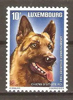 Briefmarke Luxemburg Mi.Nr. 1084 ** Europameisterschaft für Gebrauchshunde 1983 / Deutscher Schäferhund #