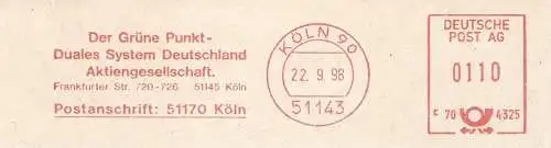 Freistempel F70 4325 Köln - Der Grüne Punkt - Duales System Deutschland Aktiengesellschaft (#1345)