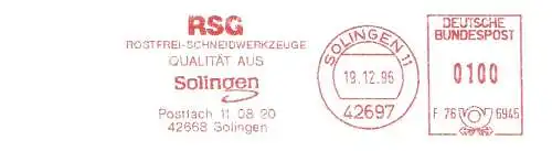 Freistempel F76 6945 Solingen - RSG Rostfrei Schneidwerkzeuge / Qualität aus Solingen (#1505)