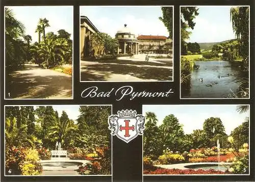 Ansichtskarte Deutschland - Bad Pyrmont / Palmengarten, Brunnenplatz, An der weißen Brücke (2751)