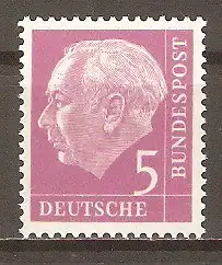 Briefmarke BRD Mi.Nr. 179 y ** 5 Pf. Bundespräsident Theodor Heuss 1954/1960 #