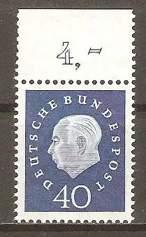 Briefmarke BRD Mi.Nr. 305 (B) ** Oberrand - 40 Pf. Bundespräsident Theodor Heuss 1959 #