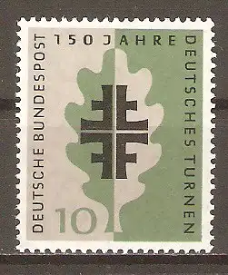 Briefmarke BRD Mi.Nr. 292 ** 150 Jahre Deutsche Turnbewegung 1958 / Turnerkreuz in Eichenblatt #