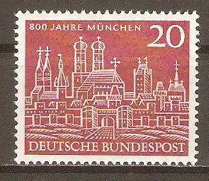 Briefmarke BRD Mi.Nr. 289 ** 800 Jahre München 1958 / Alte Stadtansicht #