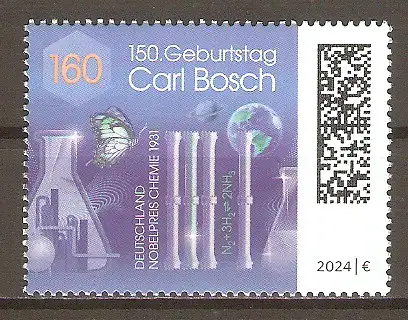 Briefmarke BRD Mi.Nr. 3848 ** 150. Geburtstag von Carl Bosch 2024 / Deutscher Chemiker, Techniker und Industrieller, Nobelpreis für Chemie 1931 #