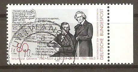 Briefmarke BRD Mi.Nr. 1236 o 200. Geburtstag der Brüder Grimm 1985 / Germanisten und Märchenforscher #