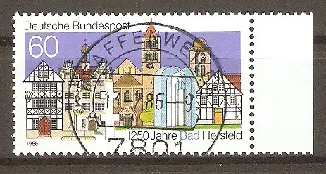 Briefmarke BRD Mi.Nr. 1271 o Ersttagstagesstempel Vollstempel Pfaffenweiher / 1250 Jahre Bad Hersfeld 1986 / Sehenswürdigkeiten von Bad Hersfeld #