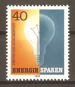 Briefmarke BRD Mi.Nr. 1031 ** Energie sparen 1979 / Glühlampe #