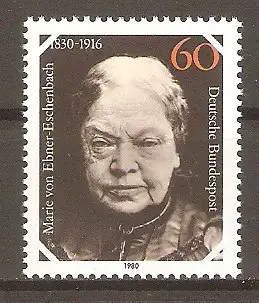 Briefmarke BRD Mi.Nr. 1057 ** 150. Geburtstag von Marie Freifrau von Ebner-Eschenbach 1980 / Österreichische Schriftstellerin #