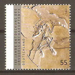 Briefmarke BRD Mi.Nr. 2887 ** 150. Jahrestag der Entdeckung des Archaeopteryx 2011 / Fossil des Urvogels Archaeopteryx #