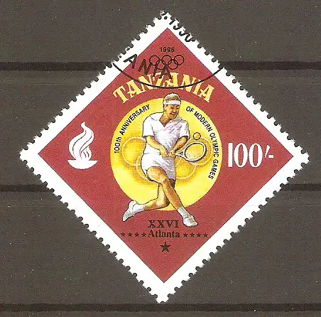 Briefmarke Tanzania Mi.Nr. 2454 o Olympische Sommerspiele Atlanta 1996 / Tennis #