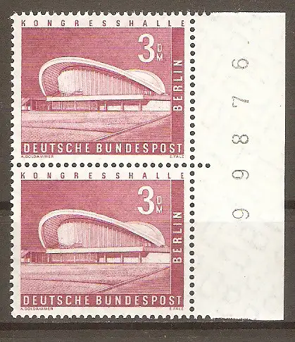 Briefmarke Berlin Mi.Nr. 154 **Senkrechtes Paar mit BOGENZÄHLER - Berliner Stadtbilder 1956 / Kongresshalle im Tiergarten #