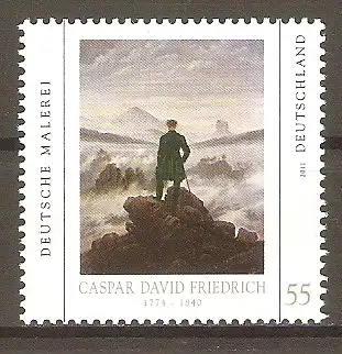 Briefmarke BRD Mi.Nr. 2840 ** Deutsche Malerei 2011 / "Der Wanderer über dem Nebelmeer" Gemälde von Caspar David Friedrich #