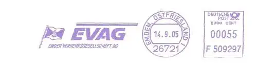 Freistempel F509297 Emden, Ostfriesland - EVAG Emder Verkehrsgesellschaft AG (Abb. Flagge) (#1575)