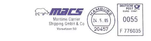 Freistempel F776035 Hamburg - macs Maritime Carrier Shipping GmbH & Co (Abb. Nashorn) (#1577)