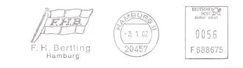 Freistempel F688675 Hamburg - F.H.B. - F.H. Bertling (Abb. Flagge) (#1663)