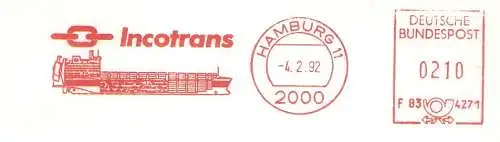 Freistempel F83 4271 Hamburg - Incotrans (Abb. Containerschiff) (#1685)