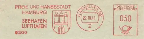 Freistempel Hamburg - Freie und Hansestadt Hamburg / Seehafen Lufthafen (Abb. Wappen) (#1693)