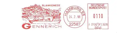 Freistempel F77 3578 Hamburg - Gennerich Blankenese (Abb. Schiff und Ansicht auf Blankenese) (#1706)