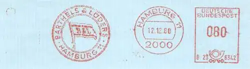 Freistempel B23 6342 Hamburg - Barthels & Lüders Hamburg (Abb. Reedereiflagge) (#1716)