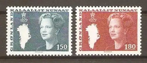 Briefmarke Grönland Mi.Nr. 134-135 ** Königin Margrethe II. 1982 / Kompletter Satz ! #