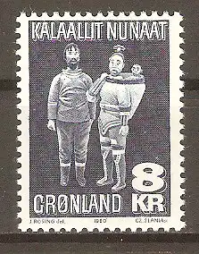 Briefmarke Grönland Mi.Nr. 119 ** Kunsthandwerk 1980 / Holzfiguren von Johannes Kreutzmann #