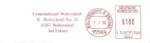 Freistempel F75 7640 Woltersdorf b Erkner - Gemeindeamt Woltersdorf (#1805)