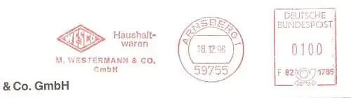 Freistempel F82 1785 Arnsberg - WESCO Haushaltwaren M. Westermann & Co. GmbH (#2026)