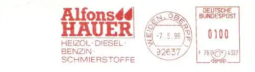 Freistempel F76 4327 Weiden, Oberpf - Alfons Hauer / Heizöl Diesel Benzin Schmierstoffe (#2067)