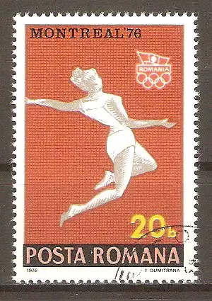 Briefmarke Rumänien Mi.Nr. 3350 o Olympische Sommerspiele Montreal 1976 / Weitsprung Damen #