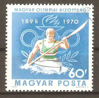 Briefmarke Ungarn Mi.Nr. 2617 A o 75 Jahre Ungarisches Olympisches Komitee 1970 / Kajak #