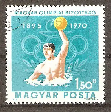 Briefmarke Ungarn Mi.Nr. 2619 A o 75 Jahre Ungarisches Olympisches Komitee 1970 / Wasserball #