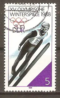 Briefmarke DDR Mi.Nr. 3140 o Olympische Winterspiele Calgary 1988 / Skispringen #