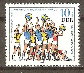 Briefmarke DDR Mi.Nr. 2814 ** Kinder- und Jugendspartakiade Leipzig 1983 / Ballübung #