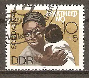 Briefmarke DDR Mi.Nr. 3105 o Internationale Solidarität - Kampf gegen Apartheid 1987 / Afrikanerin mit Kind #