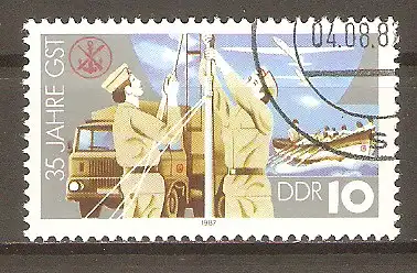 Briefmarke DDR Mi.Nr. 3117 o 35 Jahre Gesellschaft für Sport und Technik (GST) 1987 / GST-Mitglieder in verschiedenen Ausbildungsdisziplinen #