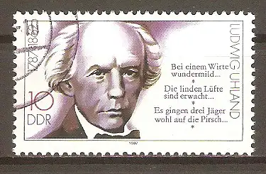 Briefmarke DDR Mi.Nr. 3091 o Bedeutende Persönlichkeiten 1987 / Ludwig Uhland (Dichter und Germanist) #