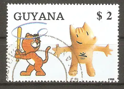 Briefmarke Guyana Mi.Nr. 2496 o Sport 1989 / Emblem des Südamerikanischen Fußballverbandes CSF #