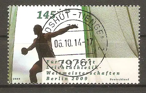 Briefmarke BRD Mi.Nr. 2730 o Vollstempel Waldshut-Tiengen / Leichtathletik-Weltmeisterschaften 2009 / Diskuswerfen #