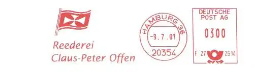 Freistempel F27 2514 Hamburg - Reederei Claus-Peter Offen (Abb. Reedereiflagge) (#2143)