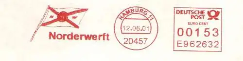 Freistempel E962632 Hamburg - Norderwerft (Abb. Reedereiflagge) (#2150)