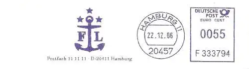 Freistempel F333794 Hamburg - FL (Reederei F. Laeisz) (Abb. Firmenlogo, Sterne, Anker) (#2201)