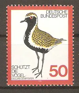 Briefmarke BRD Mi.Nr. 901 ** Vogelschutz 1976 / Goldregenpfeifer (Pluvialis apricaria) #