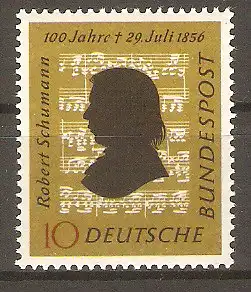 Briefmarke BRD Mi.Nr. 234 ** 100. Todestag von Robert Schumann 1956 / Komponist & Ausschnitt aus einer Original-Notenhandschrift #