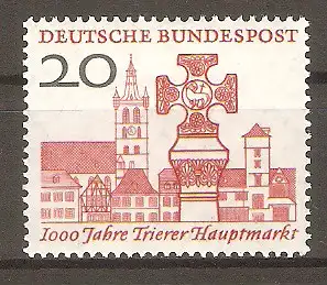 Briefmarke BRD Mi.Nr. 290 ** 1000 Jahre Trierer Hauptmarkt 1958 / Gebäude & Marktkreuz #