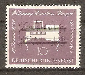Briefmarke BRD Mi.Nr. 228 ** 200. Geburtstag von Wolfgang Amadeus Mozart 1956 / Komponist #
